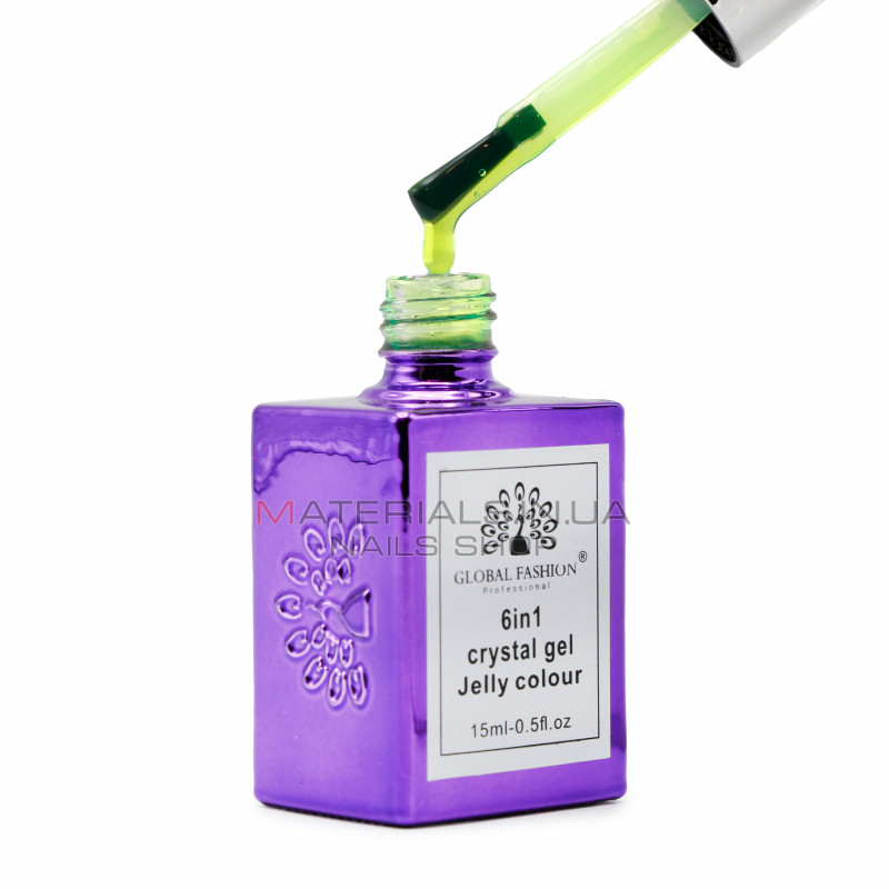 Гель для наращивания 6 in 1 crystal gel jelly colour, 15 мл, 6602