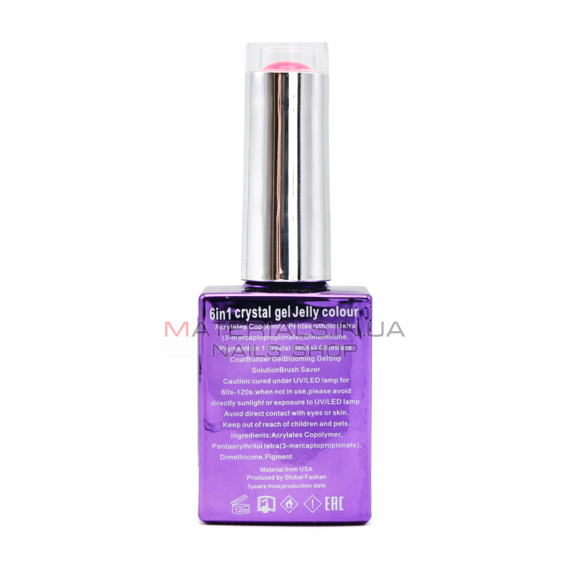 Гель для нарощування 6 in 1 crystal gel jelly colour, 15 мл, 6605