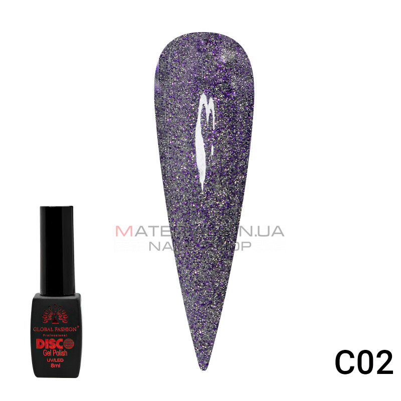 Гель лак Disco Gel Polish, Global Fashion, світловідбивний, 8 мл C02 Гель лак Disco Gel Polish, Global Fashion, світловідбивний, 8 мл C02