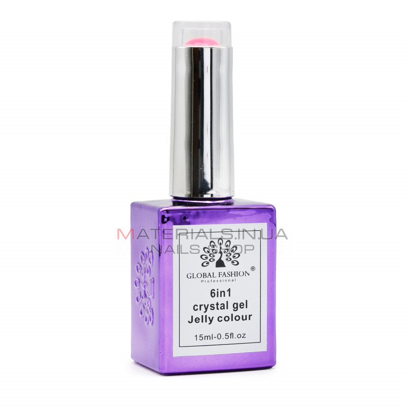 Гель для нарощування 6 in 1 crystal gel jelly colour, 15 мл, 6605