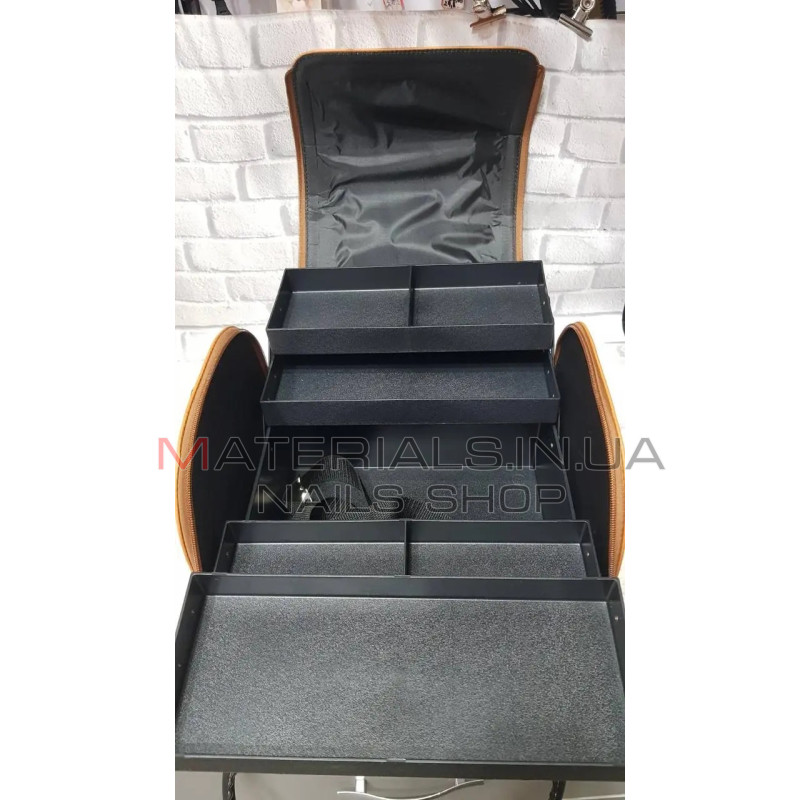 Бьюті кейс для майстра органайзер, еко шкіра, кавовий