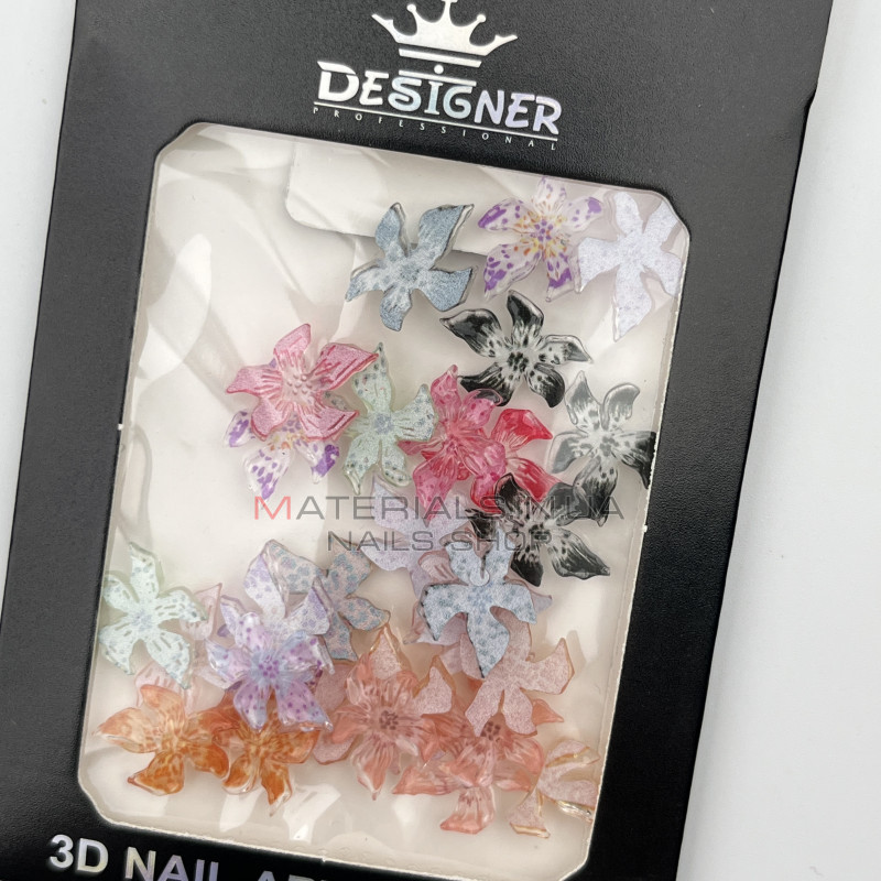 3D декор для об'ємного дизайну нігтів "Різнокольорові лілії" Дизайнер - C20