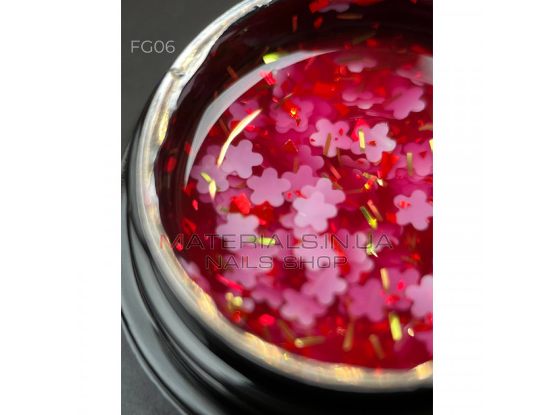 Foil flower gel FG06 (5 мл) Дизайнер - гель з квіточками з фольги