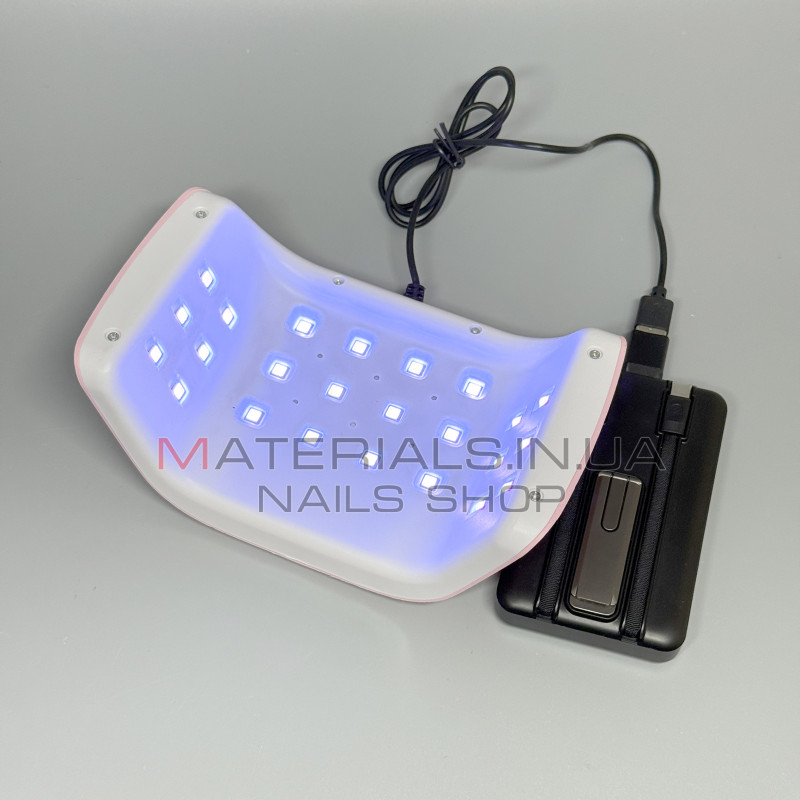 UV LED Лампа Sun 9S Pro, 120 Вт працює від Power Bank, рожева