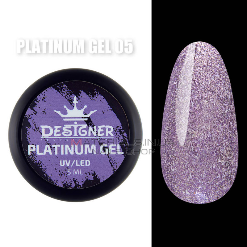 Platinum Gel Гель - платинум Designer Professional с шиммером, 5 мл. №05 Platinum Gel Гель - платинум Designer Professional с шиммером, 5 мл. №05