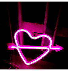 Ночной светильник Neon Sign — Rose Arrow Heart