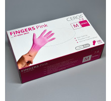 Перчатки нитриловые розовые без пудры SEF размер M, 100 шт