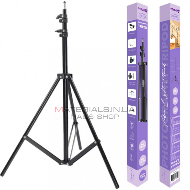 Штатив 210 см Veron CT2100 с креплением 1/4 для LED лампы,камеры,фотоаппарата,GoPro Штатив 210 см Veron CT2100 с креплением 1/4 для LED лампы,камеры,фотоаппарата,GoPro