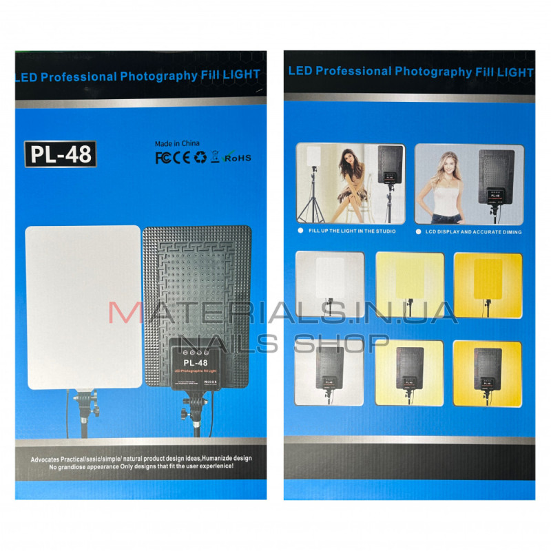 LED-відеосвітло PL48, 46 × 28 см, 880 світлодіодів, 4000 K-6500 K