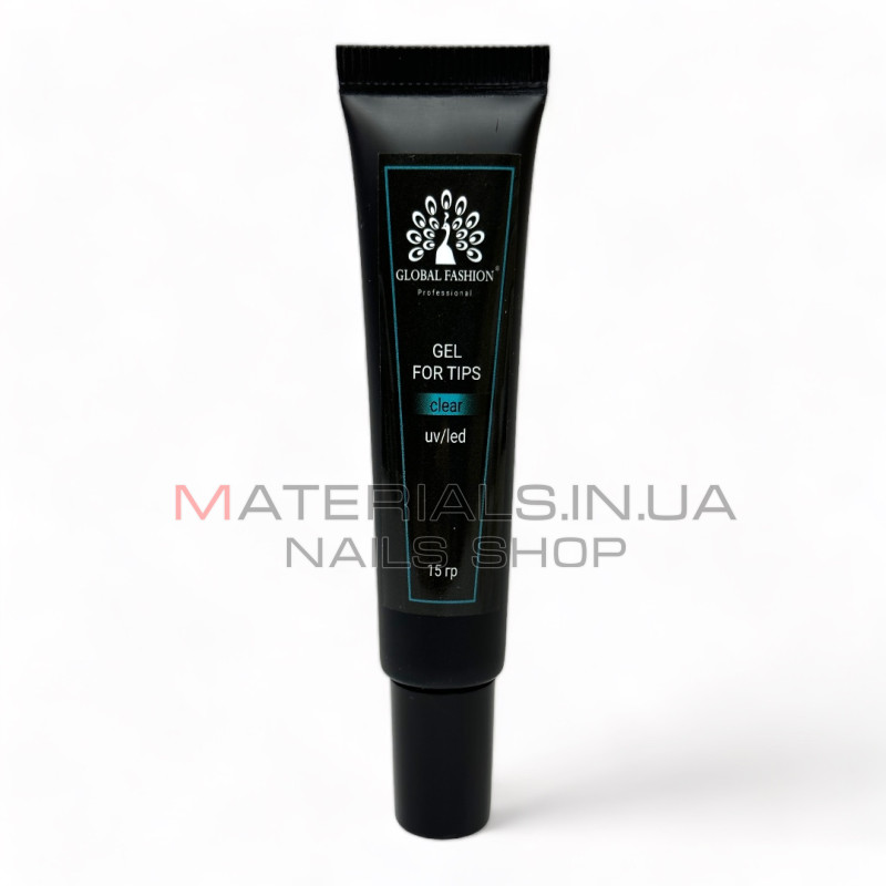 Гель для гелевих типів Global Fashion Extension UV Gel For Tips Clear, 15 г