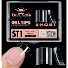 Short fast gel tips (ST1 Square medium) - Гелеві тіпси Дизайнер, 120  шт/уп