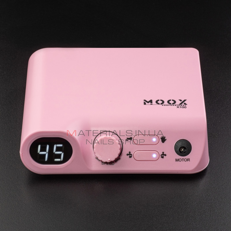 Фрезер Мокс X100 (Рожевий) на 45 000 об/хв. та 70W. для манікюру та педикюру Фрезер Мокс X100 (Рожевий) на 45 000 об/хв. та 70W. для манікюру та педикюру