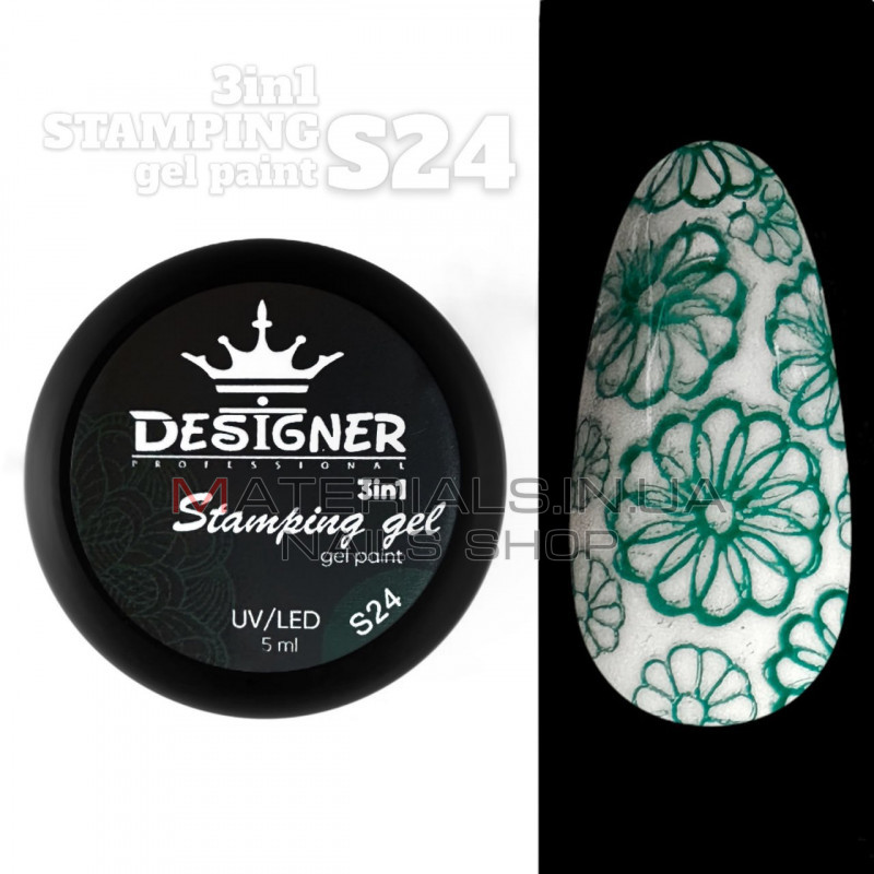 Stamping Gel Paint 3в1 (S24 Світло-зелений), 5 мл. - Гель фарба Дизайнер