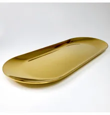 Лоток металлический для инструментов плоский (23х9 см), gold
