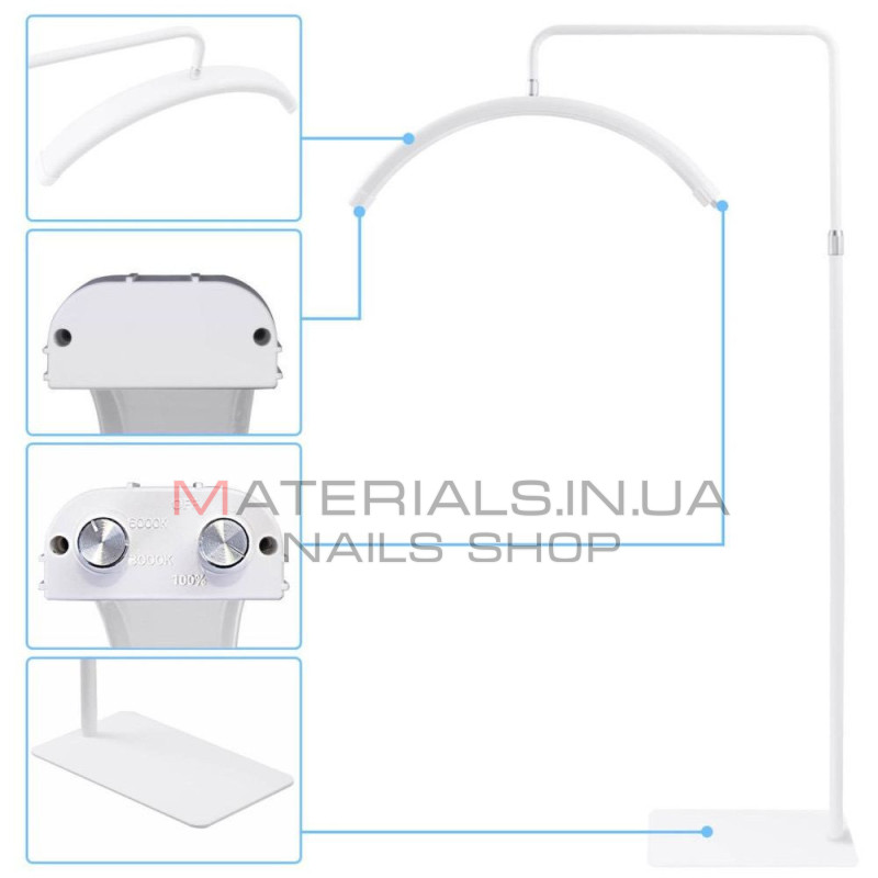 Безтіньова LED-лампа HD-M8, X PRO 50 Вт, 3000 K-6000 K, 70 × 20, 320 світлодіодів, з пультом — White