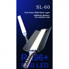 Лампа LED видео Handheld Fill Light Stick RL-60SL RGB I 1m cable with adapter I1pc battery 4400mA I Remote I Barn door light shield I Carry bag