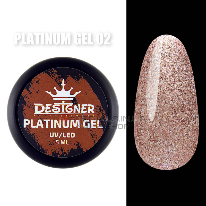 Platinum Gel Гель - платинум Designer Professional с шиммером, 5 мл. №02 Platinum Gel Гель - платинум Designer Professional с шиммером, 5 мл. №02