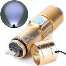 Ручной аккумуляторный карманный фонарик с USB и ZOOM SY - 501  — Black