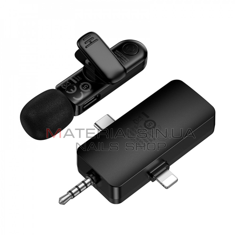 Бездротовий цифровий мікрофон Hoco L20B, Lightning + USB-C + 3,5 мм