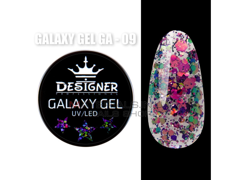 Galaxy Gel Глиттерный гель Designer Professional с блестками, 10 мл. GA-09