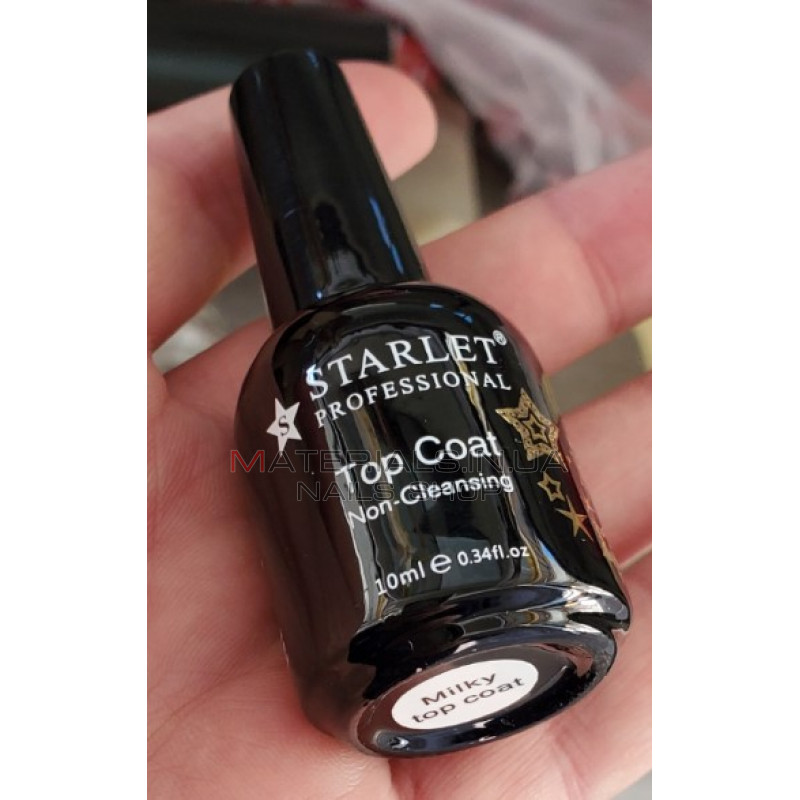 Молочний топ для нігтів, гель лаку старлет без липкого шару (starlet milk top non-cleansing) 10 мл