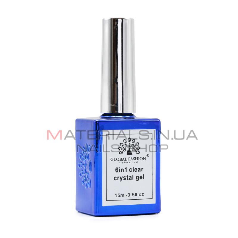Гель для нарощування 6 in 1 crystal gel, 15 мл, Clear
