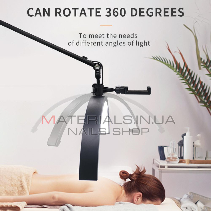 Безтіньова LED-лампа HD-M40X, 36 Вт, 145-187 см, чорний колірна температура 3200-5600 K, 50 см, світло:238 головка лампи зі сплаву + металева опора