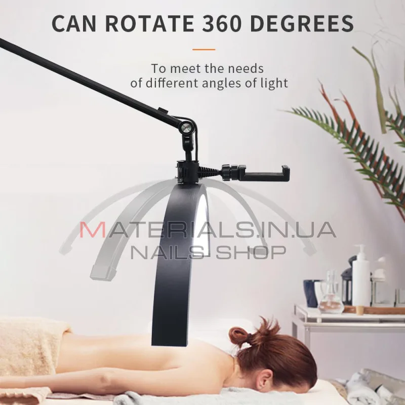 Безтіньова LED-лампа HD-M40X, 36 Вт, 145-187 см, чорний колірна температура 3200-5600 K, 50 см, світло:238 головка лампи зі сплаву + металева опора