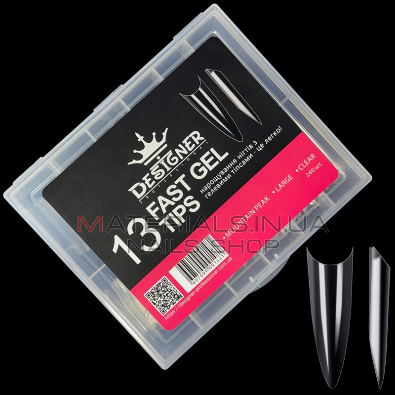 Fast gel tips №13 (Mountain peak, large size) - Гелеві типси Дизайнер