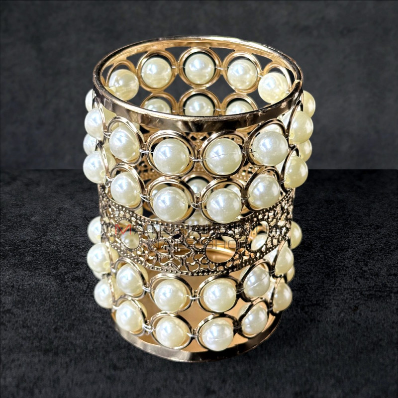 Підставка для пензлів із декоративним каменем Gold pearl round