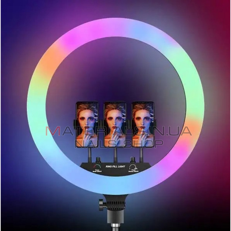 Кільцева LED-лампа RL-18, RGB Original 46 см, 18″, 416 світлодіодів, пульт ДК, 3 м cable with plug, 3 holder, сумка