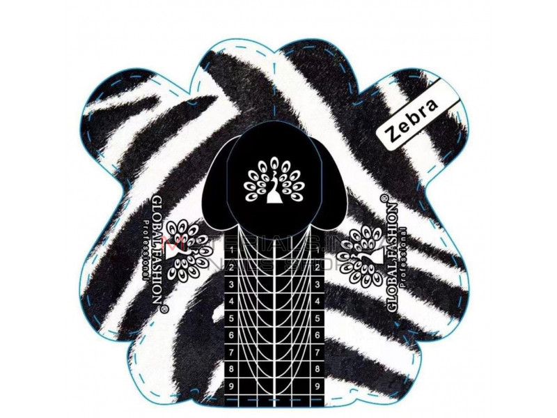 Одноразовые формы для ногтей, Zebra, 300 шт
