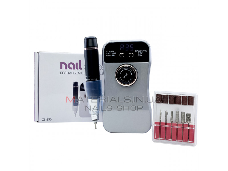 Фрезер для манікюру акумуляторний Nail Master ZS-230 35000 об/хв фрейзер на акумуляторі для нігтів