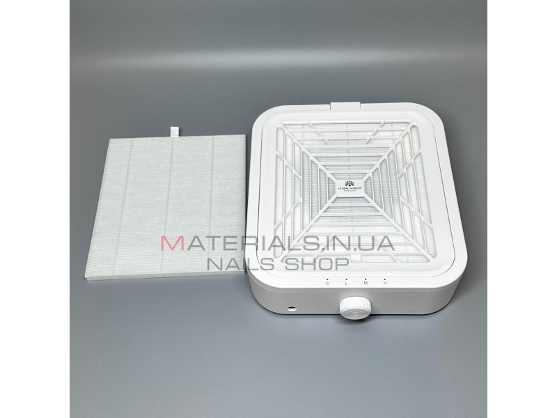 Витяжка для манікюру Global Fashion GF007 із НЕРА-фільтром 180 Вт 25.5х21.5х7 см колір білий