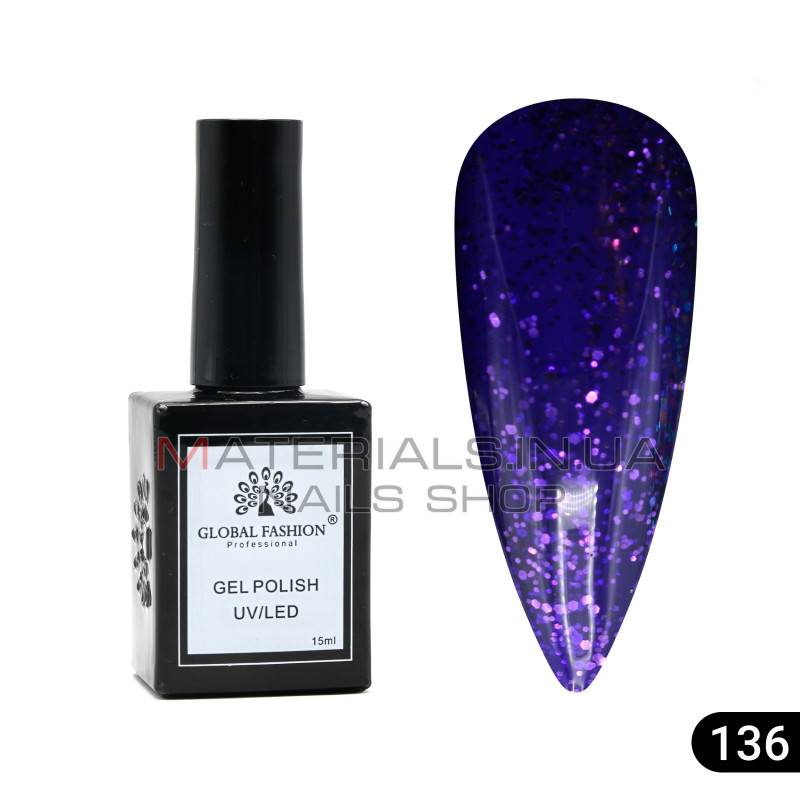 Гель лак Global Fashion, Gel polish 15 ml, 136
