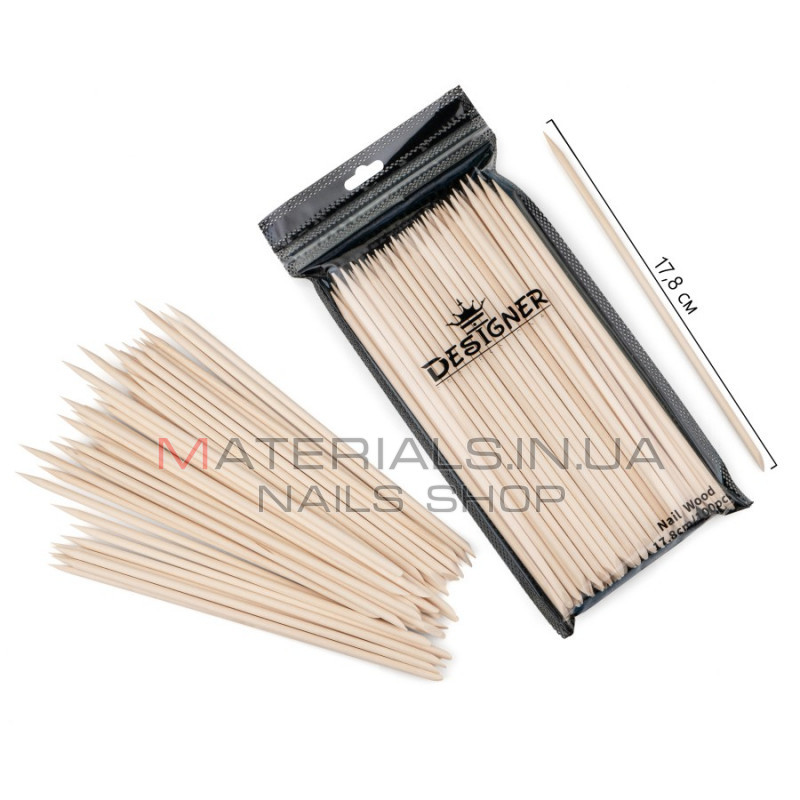 Апельсинові палички 17,8 см, 100 шт. - Nail Wood Дизайнер