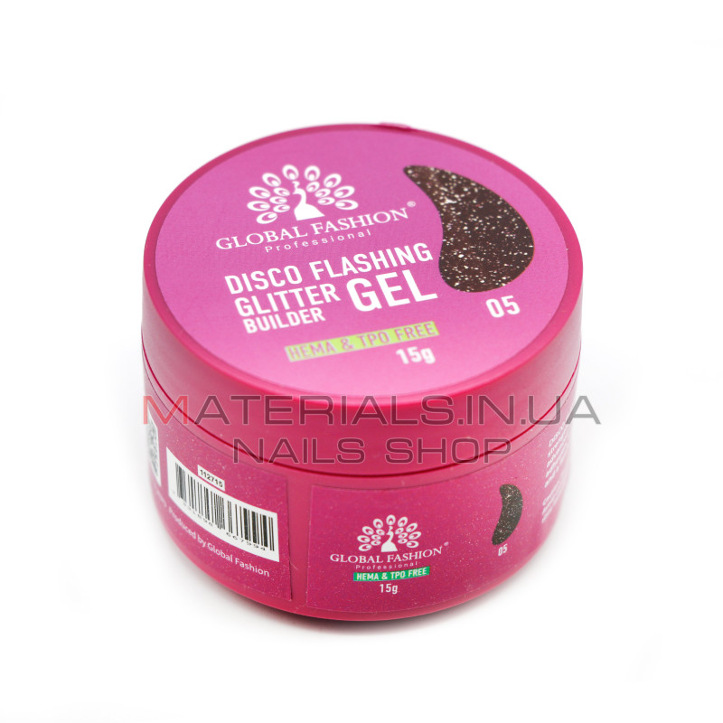 Гель для моделювання нігтів 15 г, Disco Flashing Glitter Builder gel 05