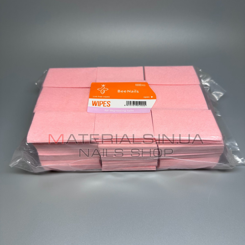 Серветки безворсові Bee Nails 6х4см рожеві 1000шт