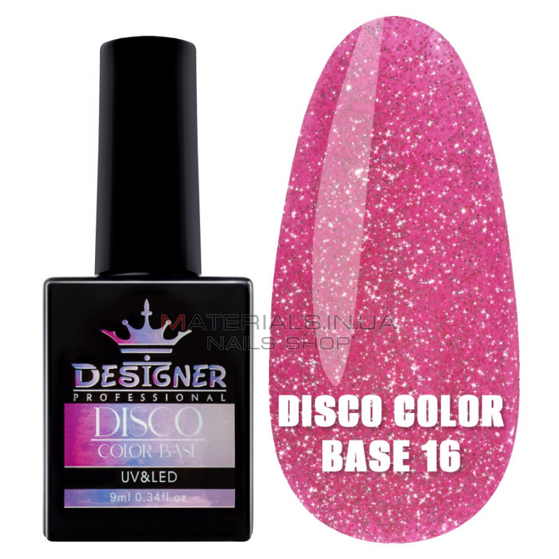 Светоотражающее базовое покрытие №16 (Ярко-розовый), 9 мл. - Disco Color Base Дизайнер Светоотражающее базовое покрытие №16 (Ярко-розовый), 9 мл. - Disco Color Base Дизайнер