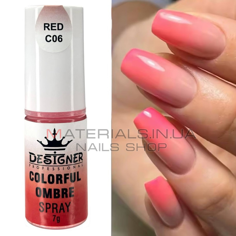 Colorful Ombre Spray, 7 г. Red C06 (Червоний) - спрей пудра Дизайнер для створення омбре на нігтях