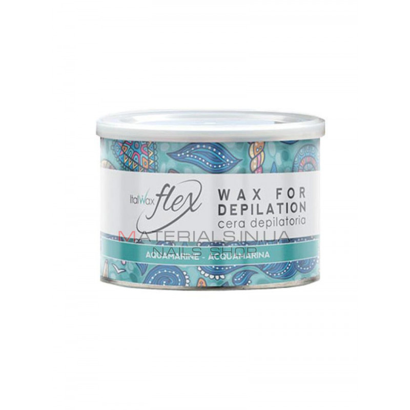 Теплий віск в банці Italwax FLEX - Аквамарин, 400 г. Теплий віск в банці Italwax FLEX - Аквамарин, 400 г.
