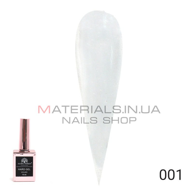 Твердий гель (Hard Gel) 15 мл Global Fashion, 01 прозорий