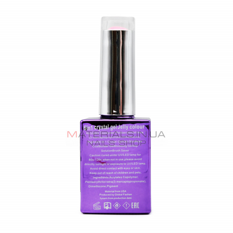 Гель для наращивания 6 in 1 crystal gel jelly colour, 15 мл, 6603