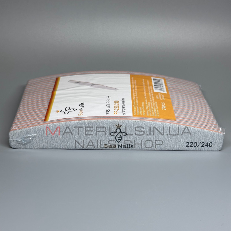 Упаковка пилок Bee Nails - серая, лодочка 220/240 грит (24шт)
