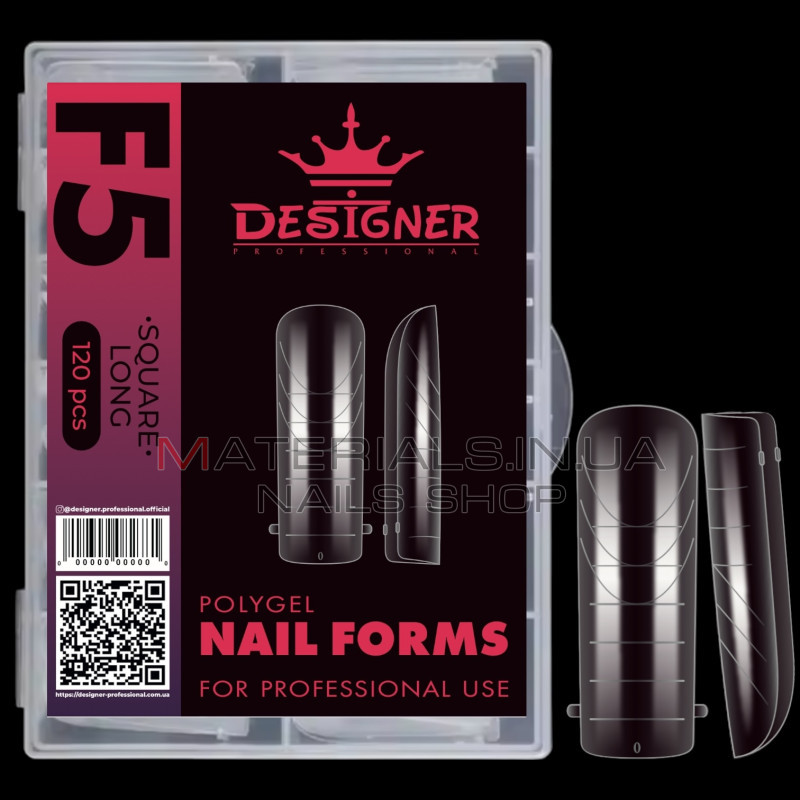 Верхні форми Дизайнер F5 Square long - Polygel Nail Forms
