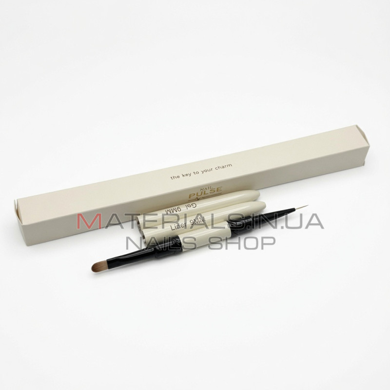 Пензель двосторонній для гелю та дизайну Gel 11mm / Liner 11mm Nail Pulse