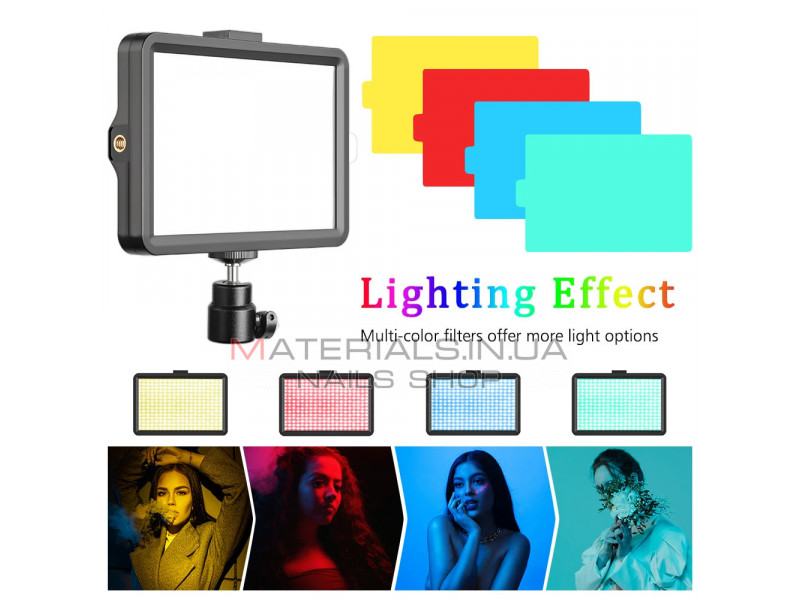 Лампа видеосвет LED | 20 cm 8" | 4 color filters | 120 Lights | USB | 15W,2V