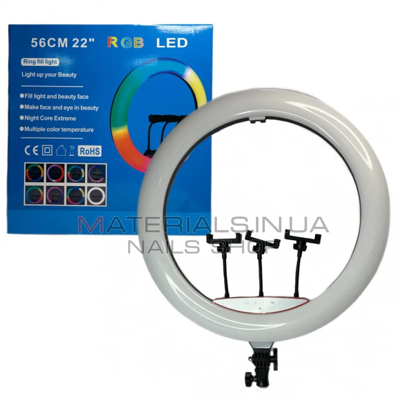 Кільцева LED-лампа LJJ56, 56 см, RGB, 22″, 480 світлодіодів, 64 RGB