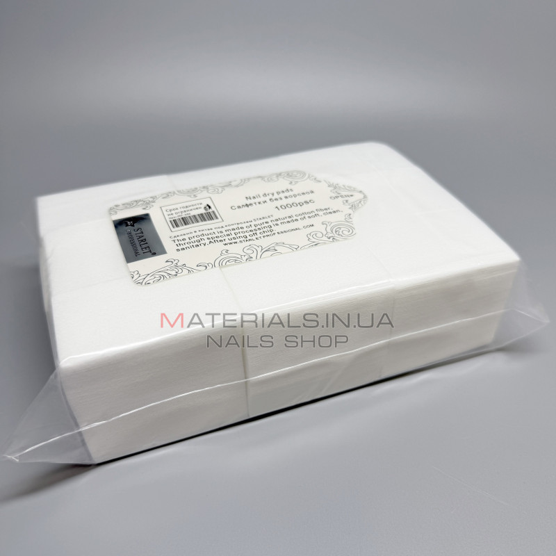 Серветки безворсові Starlet Professional 6х4 см 1000 шт колір білий Серветки безворсові Starlet Professional 6х4 см 1000 шт колір білий