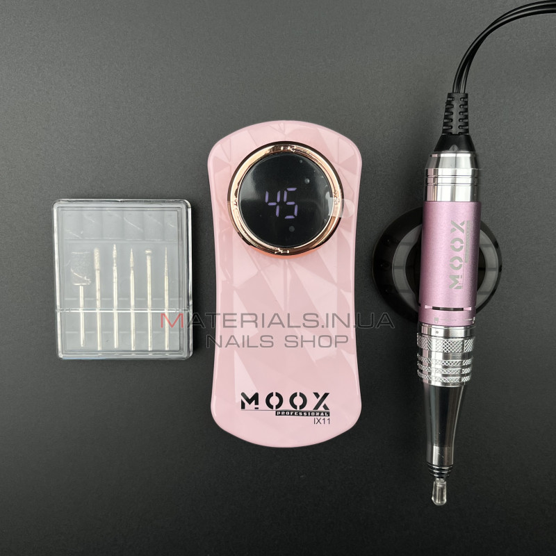 Фрезер Мокс IX11 (Pink) на акумуляторі 45 000 об/хв. та 35 W. для манікюру та педикюру Фрезер Мокс IX11 (Pink) на акумуляторі 45 000 об/хв. та 35 W. для манікюру та педикюру